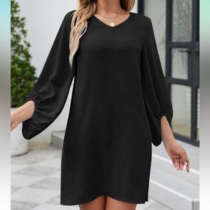 Flowy black shirt dress